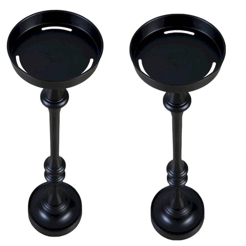 Table d'appoint piédestal Martini Glam en acier thermolaqué noir, intérieur/extérieur, noir