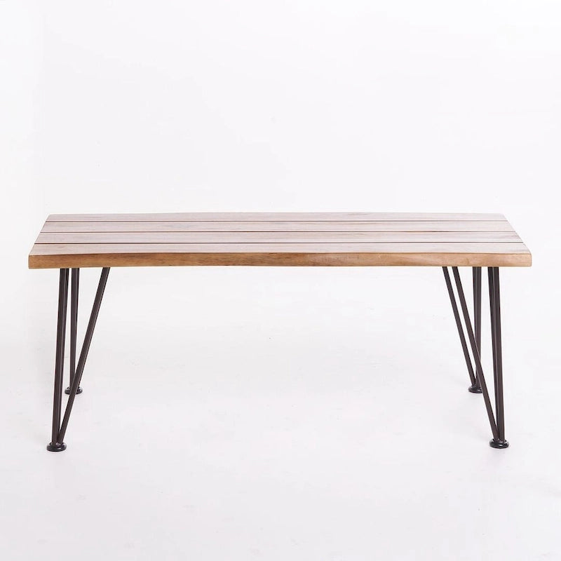 Table basse en teck et métal, mobilier de jardin rustique par Christopher Knight Home