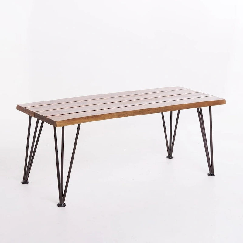 Table basse en teck et métal, mobilier de jardin rustique par Christopher Knight Home