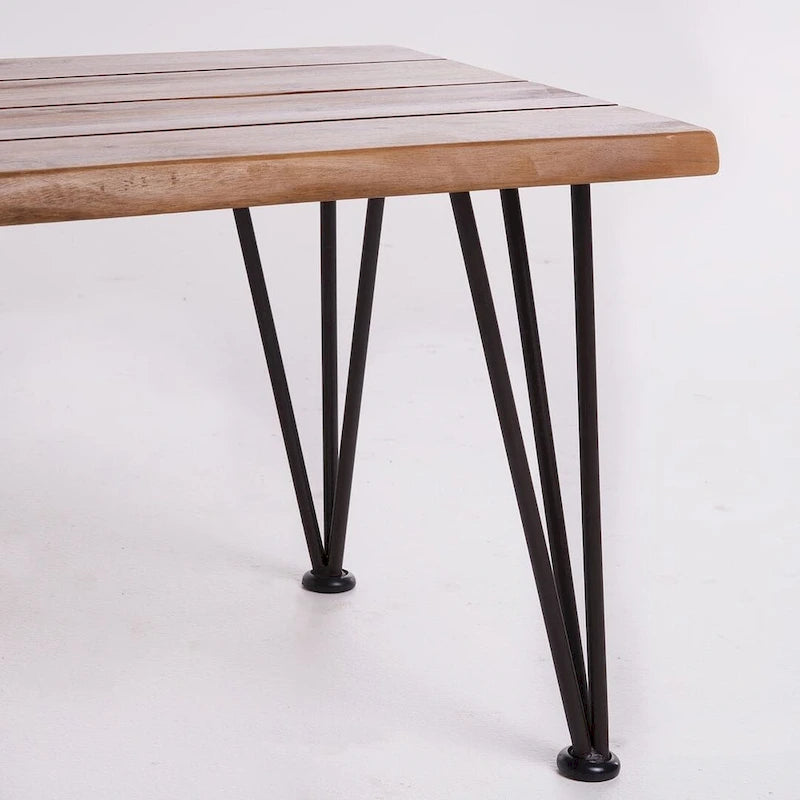 Table basse en teck et métal, mobilier de jardin rustique par Christopher Knight Home