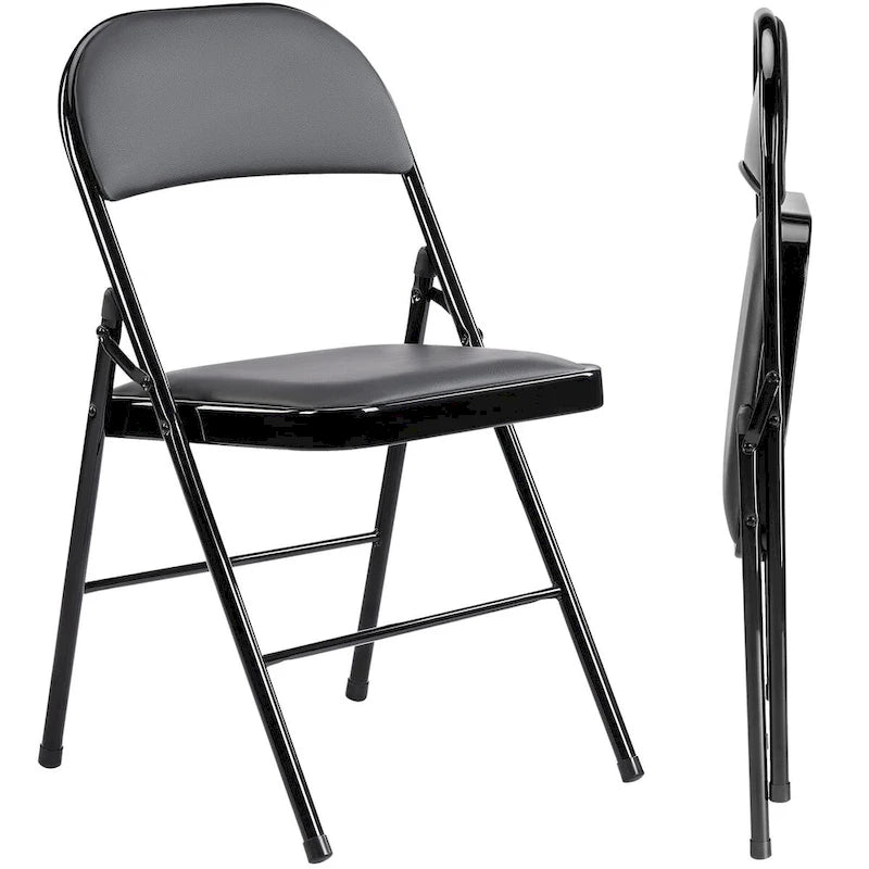 Folding Chair 2 Pack, Leather Padded Folding Chairs
