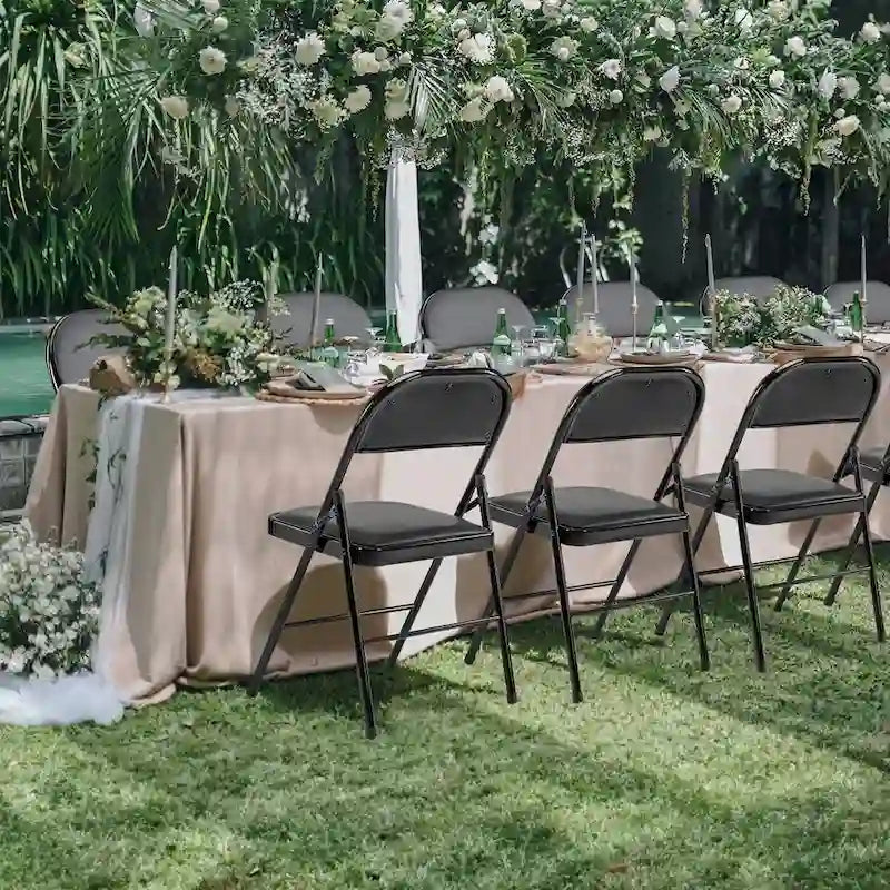 Lot de 2 chaises pliantes, chaises pliantes rembourrées en cuir