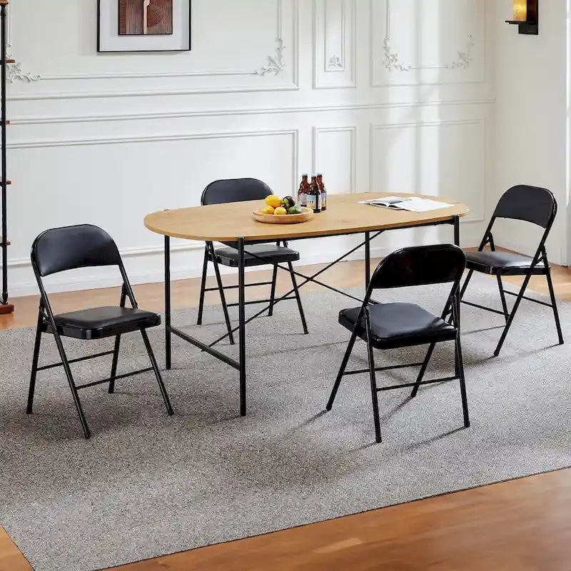 Lot de 2 chaises pliantes, chaises pliantes rembourrées en cuir