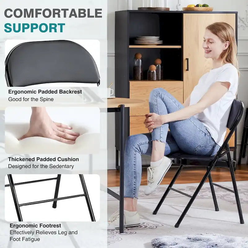 Lot de 2 chaises pliantes, chaises pliantes rembourrées en cuir
