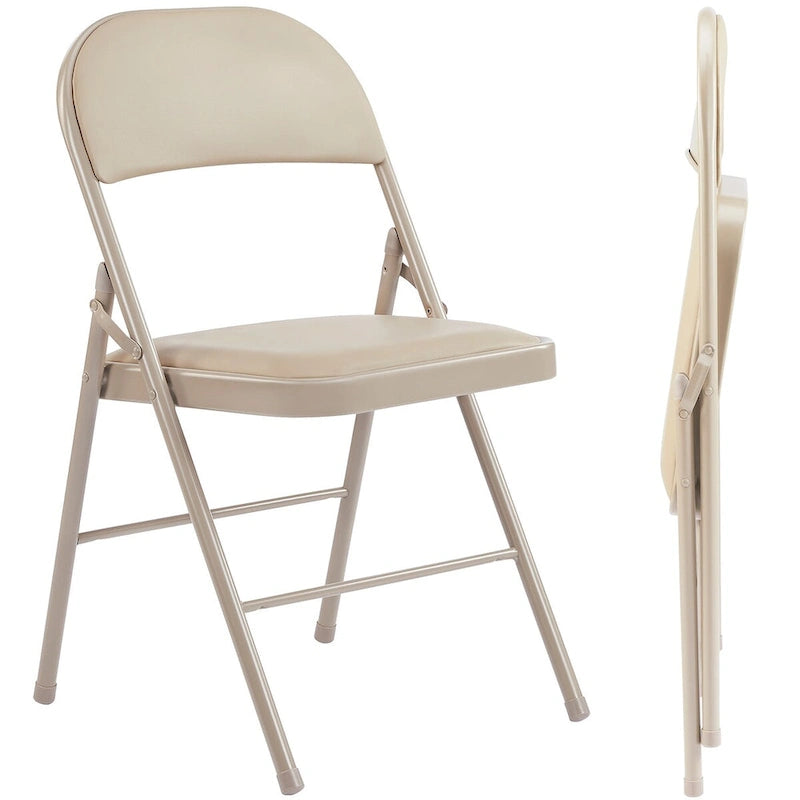 Lot de 2 chaises pliantes, chaises pliantes rembourrées en cuir