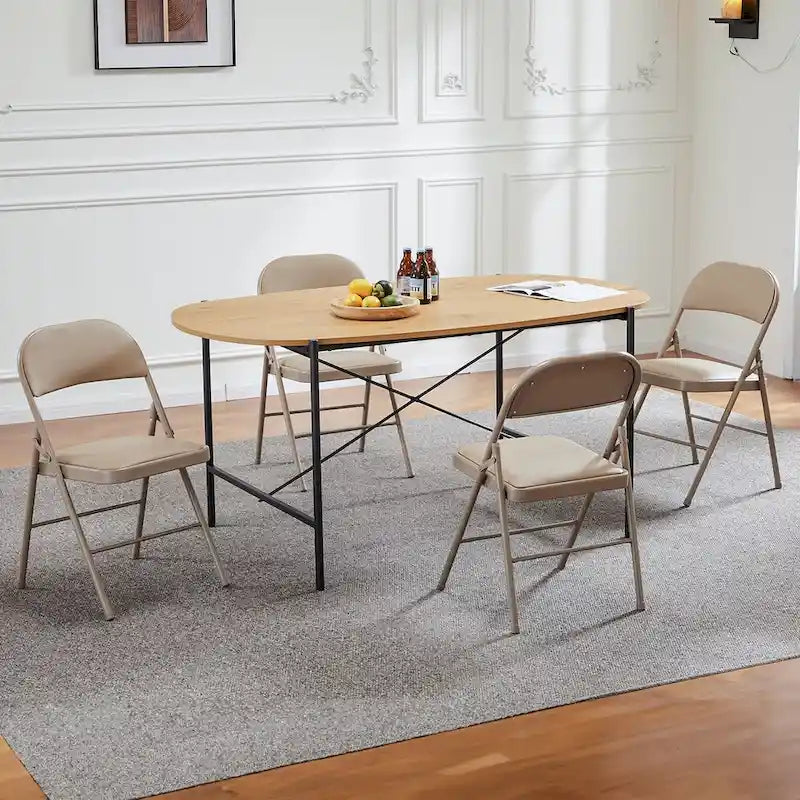 Lot de 2 chaises pliantes, chaises pliantes rembourrées en cuir