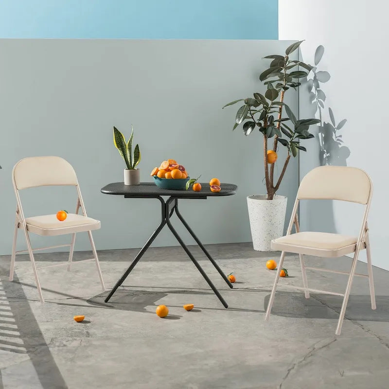 Lot de 2 chaises pliantes, chaises pliantes rembourrées en cuir