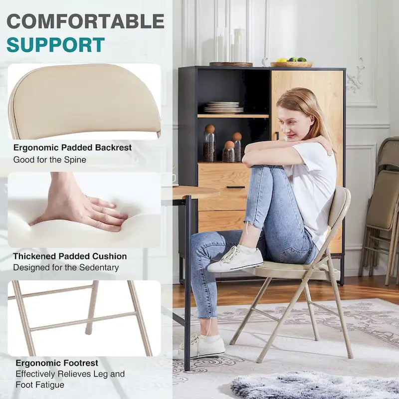 Lot de 2 chaises pliantes, chaises pliantes rembourrées en cuir