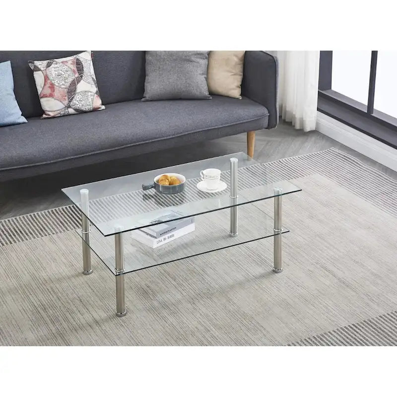 Table basse en verre transparent pour salon - 39.37*21.65*17.32