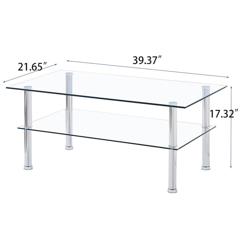 Table basse en verre transparent pour salon - 39.37*21.65*17.32
