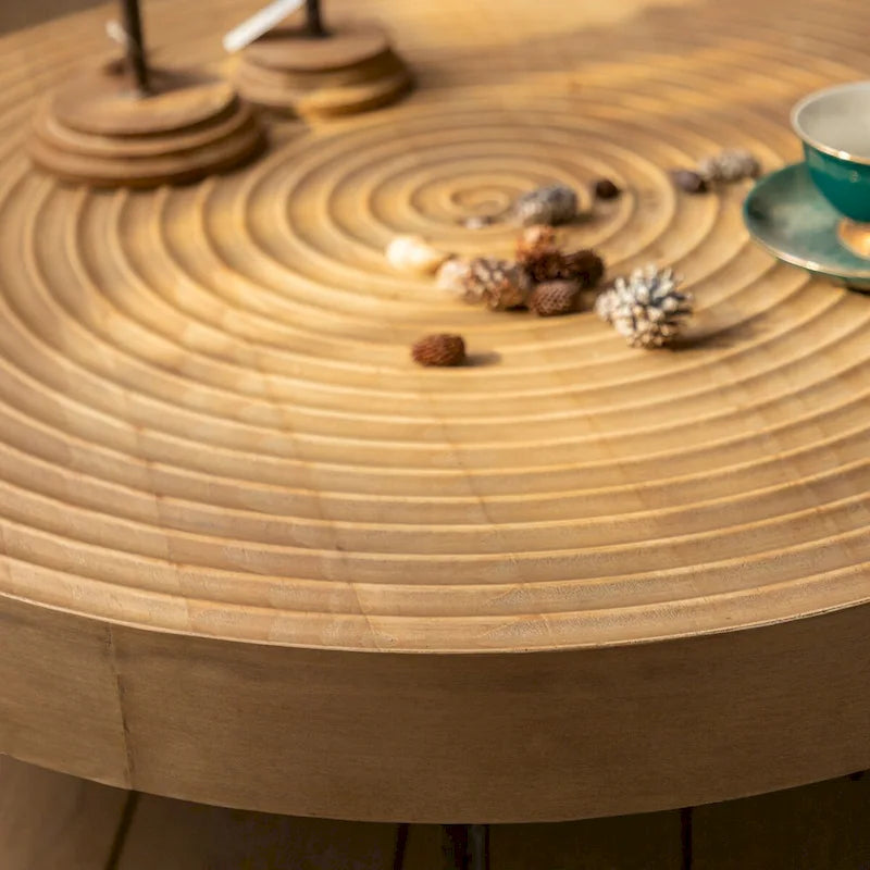 Rondin de table basse rond en bois naturel