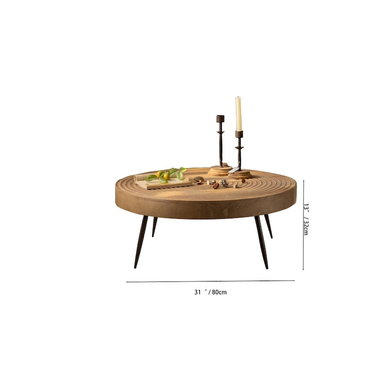 Rondin de table basse rond en bois naturel