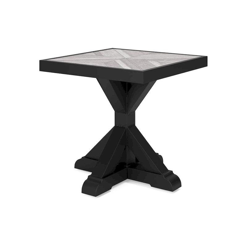 Table d'appoint d'extérieur Tira 22 pouces, plateau en carrelage, finition gris clair, noire