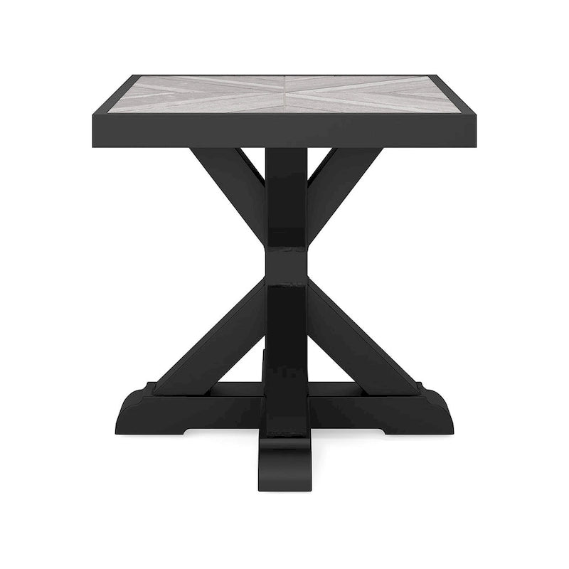 Table d'appoint d'extérieur Tira 22 pouces, plateau en carrelage, finition gris clair, noire