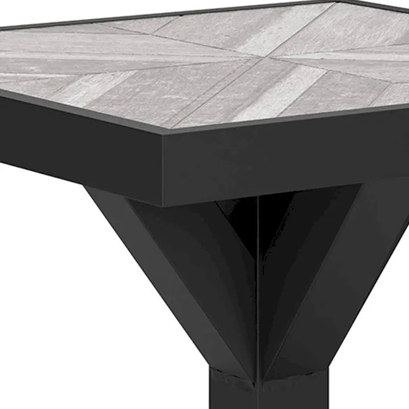 Table d'appoint d'extérieur Tira 22 pouces, plateau en carrelage, finition gris clair, noire