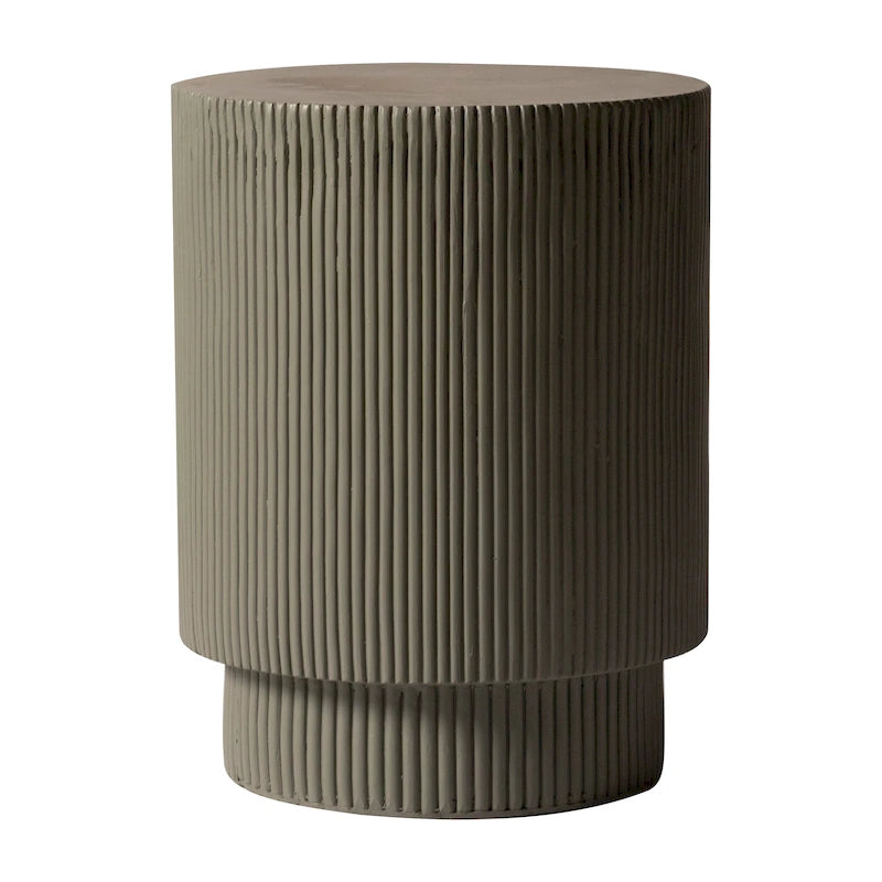 Table d'appoint ronde Eden de 35,5 cm de large en pierre fibrée pour l'intérieur et l'extérieur