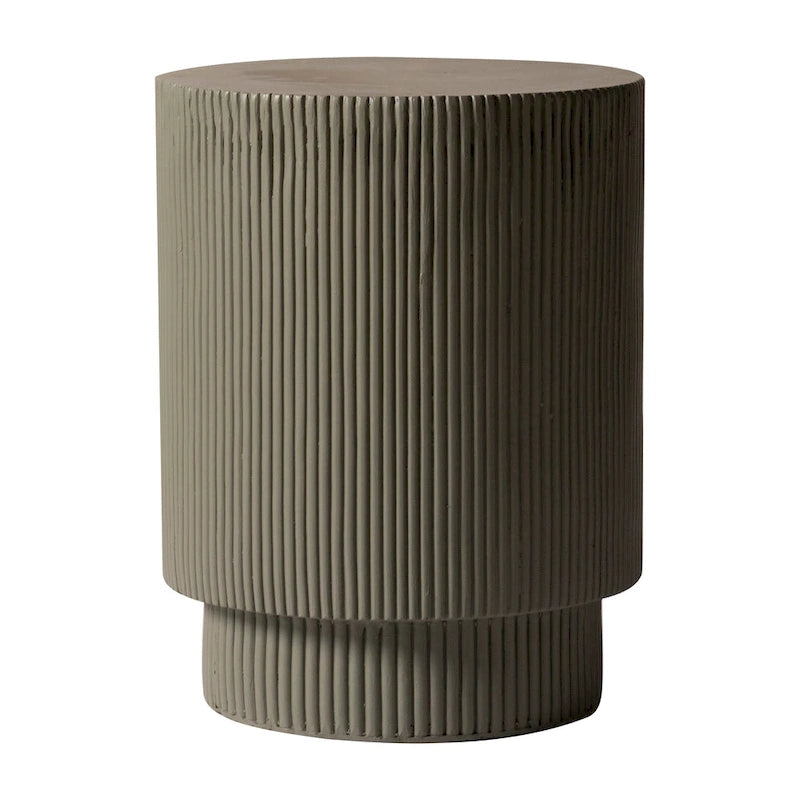 Table d'appoint ronde Eden de 35,5 cm de large en pierre fibrée pour l'intérieur et l'extérieur