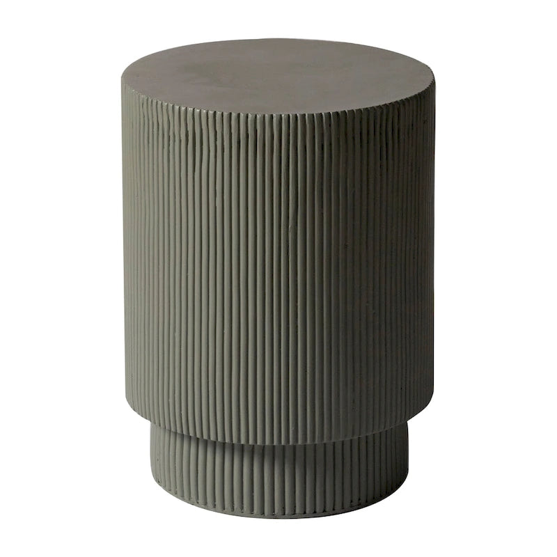 Table d'appoint ronde Eden de 35,5 cm de large en pierre fibrée pour l'intérieur et l'extérieur