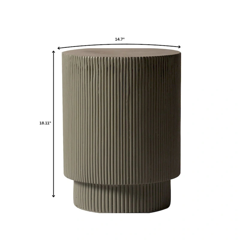 Table d'appoint ronde Eden de 35,5 cm de large en pierre fibrée pour l'intérieur et l'extérieur
