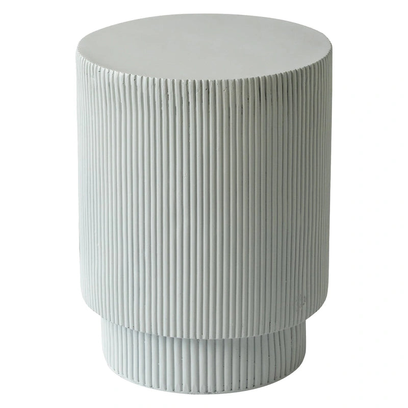 Table d'appoint ronde Eden de 35,5 cm de large en pierre fibrée pour l'intérieur et l'extérieur