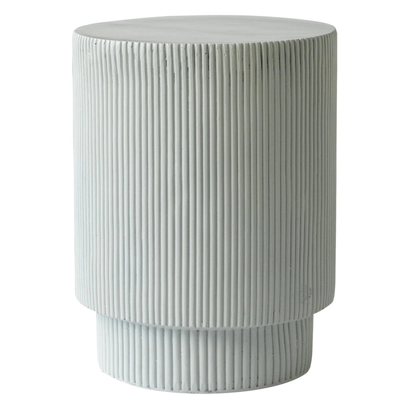 Table d'appoint ronde Eden de 35,5 cm de large en pierre fibrée pour l'intérieur et l'extérieur