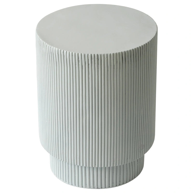 Table d'appoint ronde Eden de 35,5 cm de large en pierre fibrée pour l'intérieur et l'extérieur