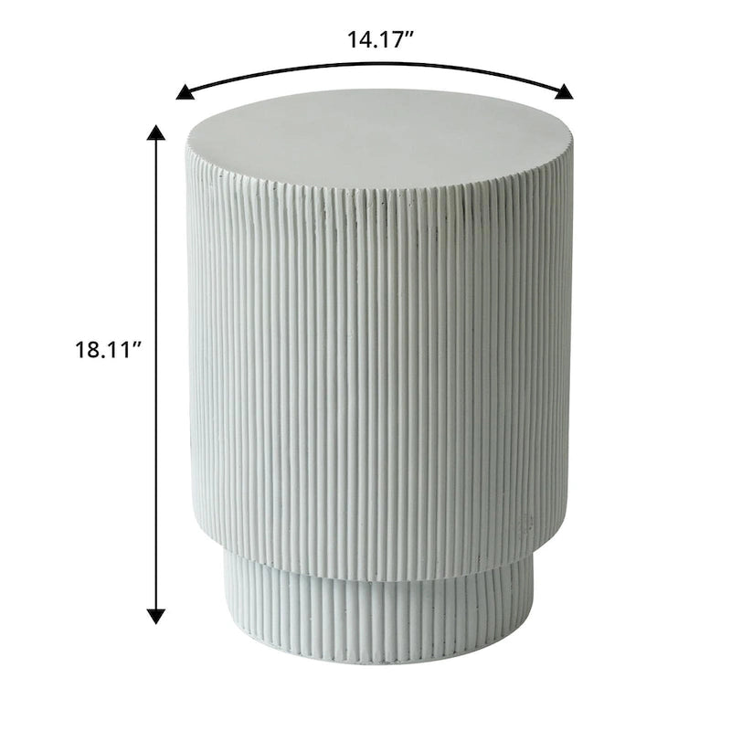 Table d'appoint ronde Eden de 35,5 cm de large en pierre fibrée pour l'intérieur et l'extérieur