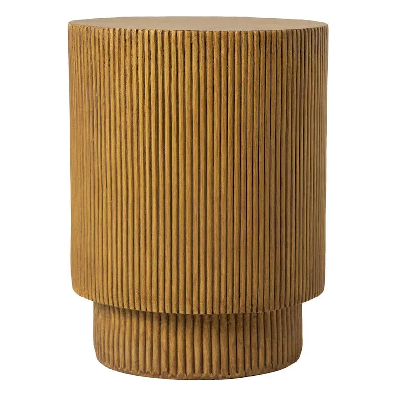 Table d'appoint ronde Eden de 35,5 cm de large en pierre fibrée pour l'intérieur et l'extérieur