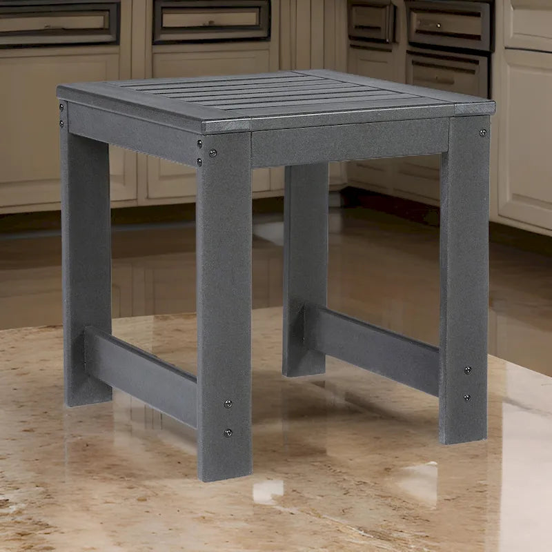 Wigo 22 Inch Outdoor Side End Table, Slatted Top, Modern Charcoal Gray