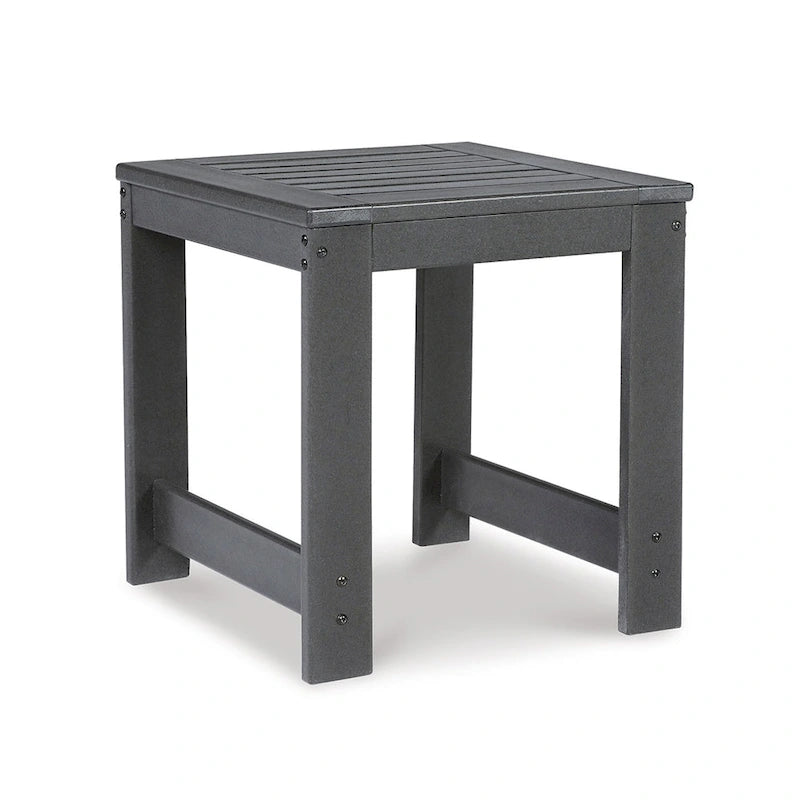 Table d'appoint d'extérieur Wigo 22 pouces, plateau à lattes, gris anthracite moderne