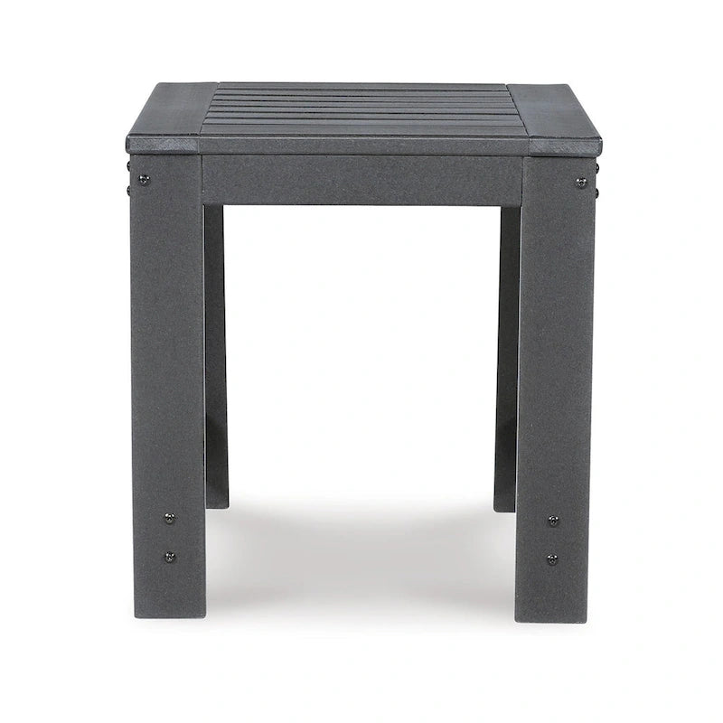 Table d'appoint d'extérieur Wigo 22 pouces, plateau à lattes, gris anthracite moderne