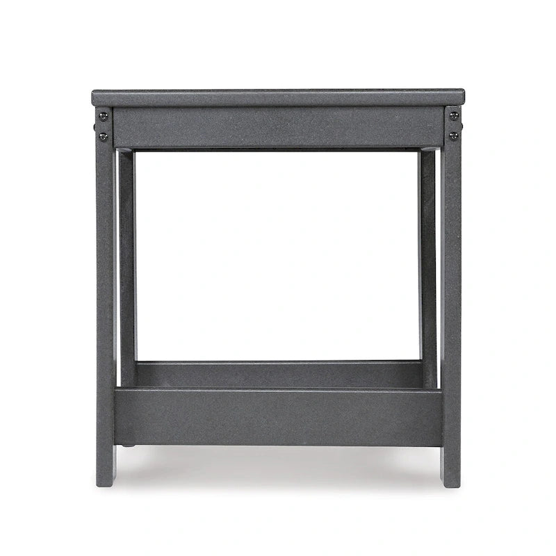 Table d'appoint d'extérieur Wigo 22 pouces, plateau à lattes, gris anthracite moderne