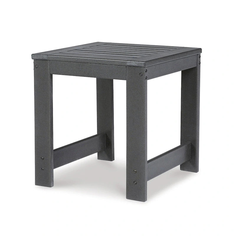 Table d'appoint d'extérieur Wigo 22 pouces, plateau à lattes, gris anthracite moderne