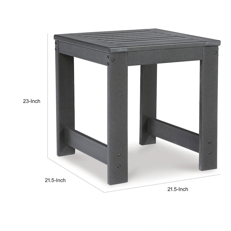 Table d'appoint d'extérieur Wigo 22 pouces, plateau à lattes, gris anthracite moderne