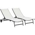 Chaise longue d'extérieur, chaise longue 2 pièces avec roues, chaise longue de bronzage avec 5 positions réglables pour patio, plage