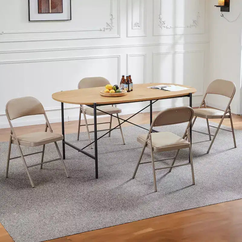 Lot de 2 chaises pliantes en similicuir noir avec cadre en métal