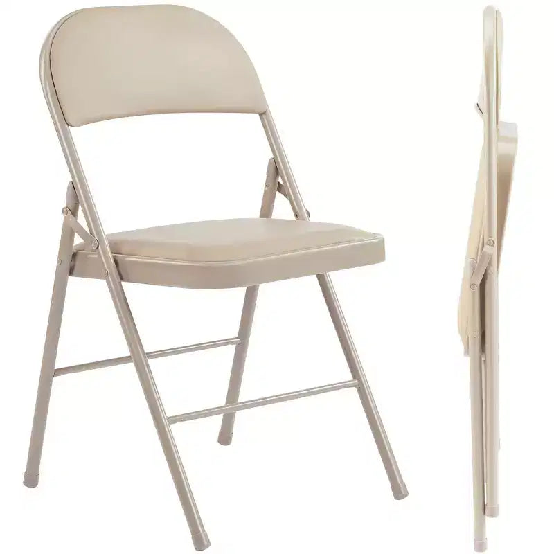 Lot de 2 chaises pliantes en similicuir noir avec cadre en métal
