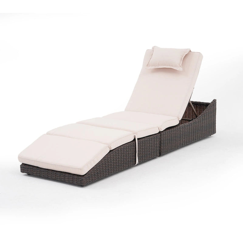 Chaises longues d'extérieur en rotin PE, fauteuil inclinable de patio en rotin avec dossier réglable, transats de piscine