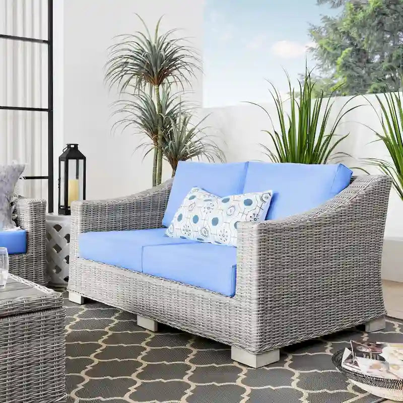 Causeuse en osier et rotin pour terrasse Conway