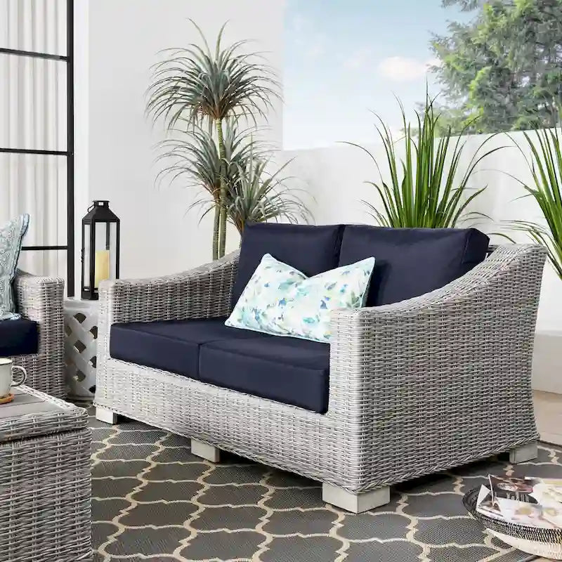 Causeuse en osier et rotin pour terrasse Conway