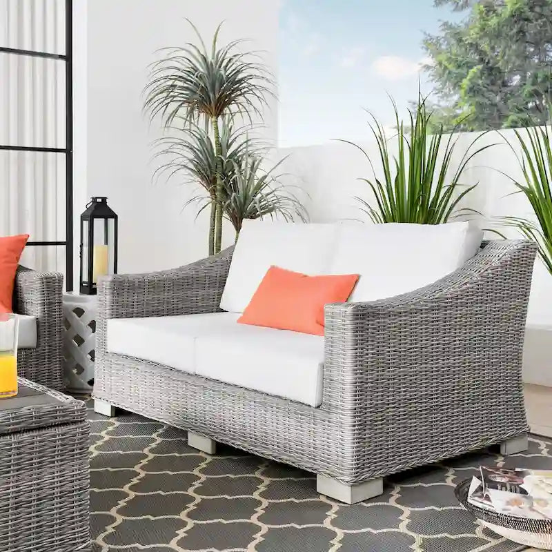 Causeuse en osier et rotin pour terrasse Conway