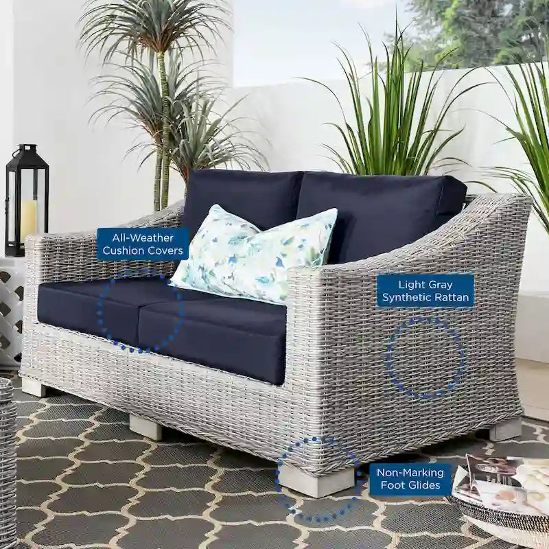 Causeuse en osier et rotin pour terrasse Conway