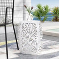 Table d'appoint de patio en métal, table d'appoint ronde avec design de tambour creux, table d'appoint pour usage extérieur et intérieur