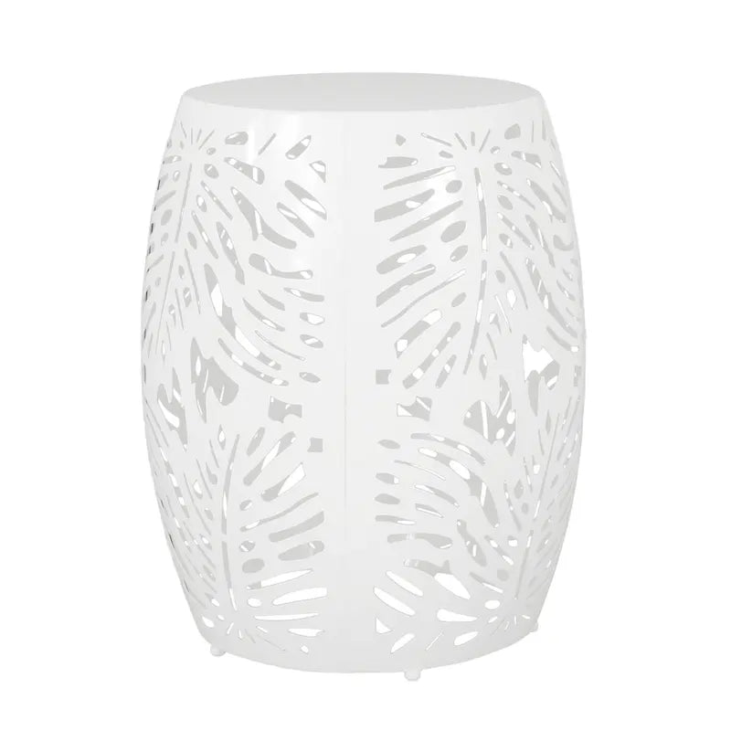 Table d'appoint de patio en métal, table d'appoint ronde avec design de tambour creux, table d'appoint pour usage extérieur et intérieur