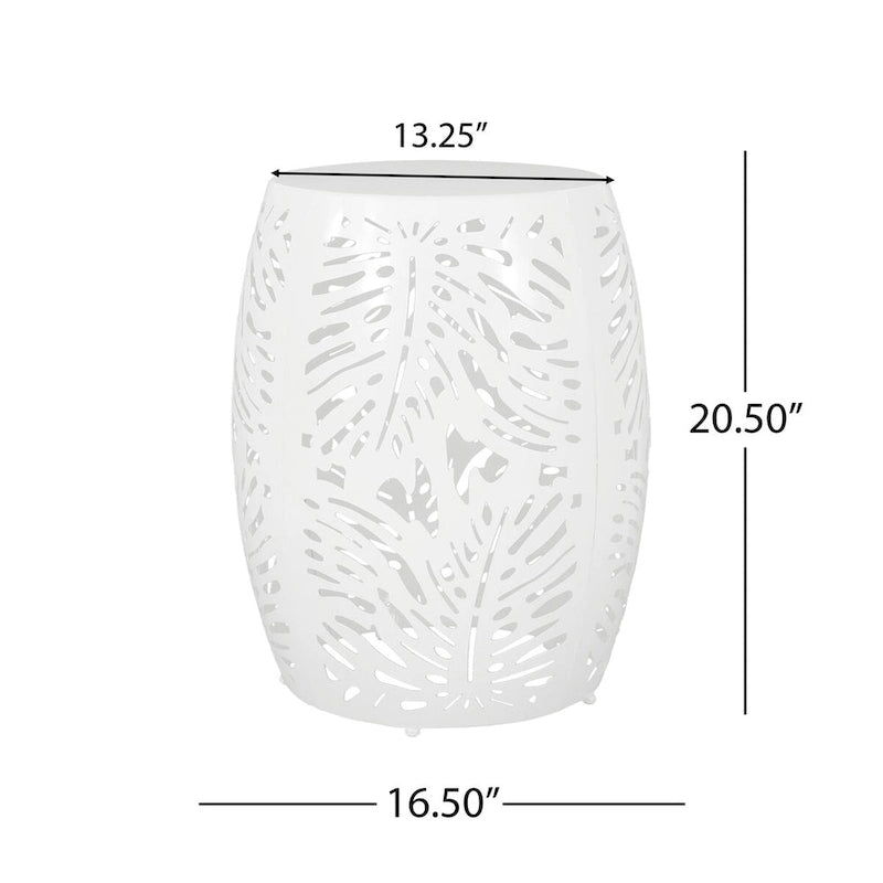 Table d'appoint de patio en métal, table d'appoint ronde avec design de tambour creux, table d'appoint pour usage extérieur et intérieur