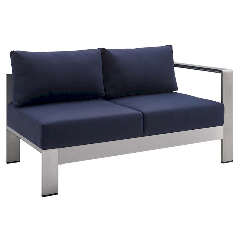 Ensemble de canapé d'angle 7 pièces en aluminium pour patio extérieur, tissu Sunbrella Shore