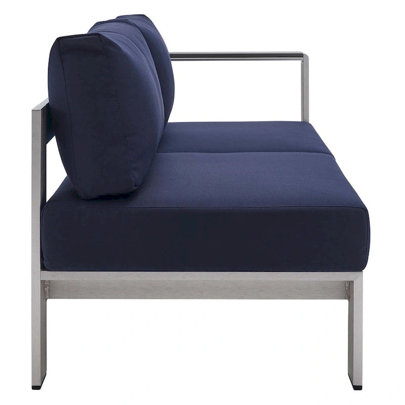 Ensemble de canapé d'angle 7 pièces en aluminium pour patio extérieur, tissu Sunbrella Shore
