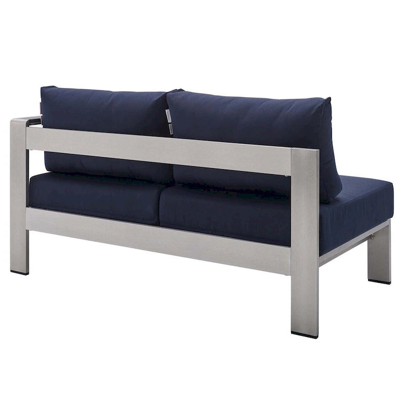 Ensemble de canapé d'angle 7 pièces en aluminium pour patio extérieur, tissu Sunbrella Shore