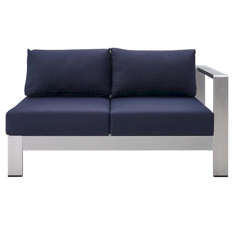Ensemble de canapé d'angle 7 pièces en aluminium pour patio extérieur, tissu Sunbrella Shore