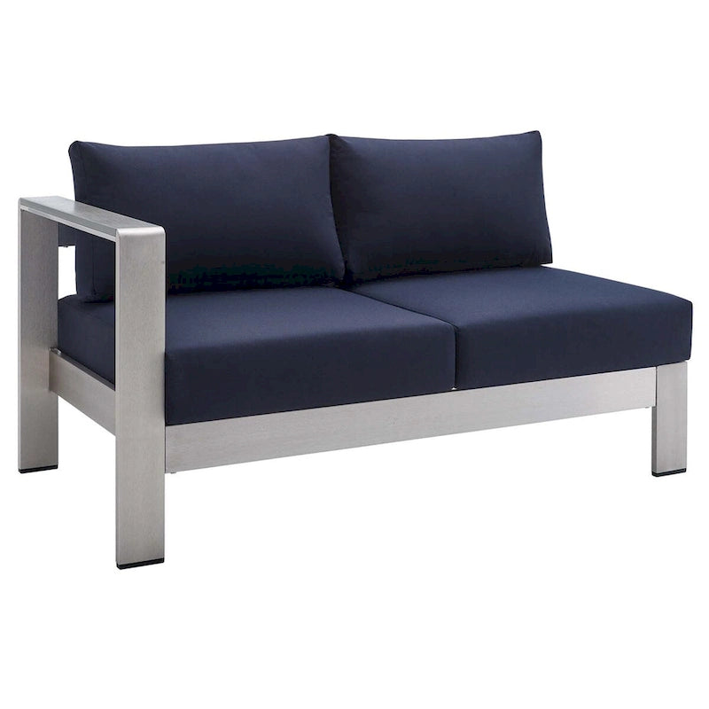 Ensemble de canapé d'angle 7 pièces en aluminium pour patio extérieur, tissu Sunbrella Shore